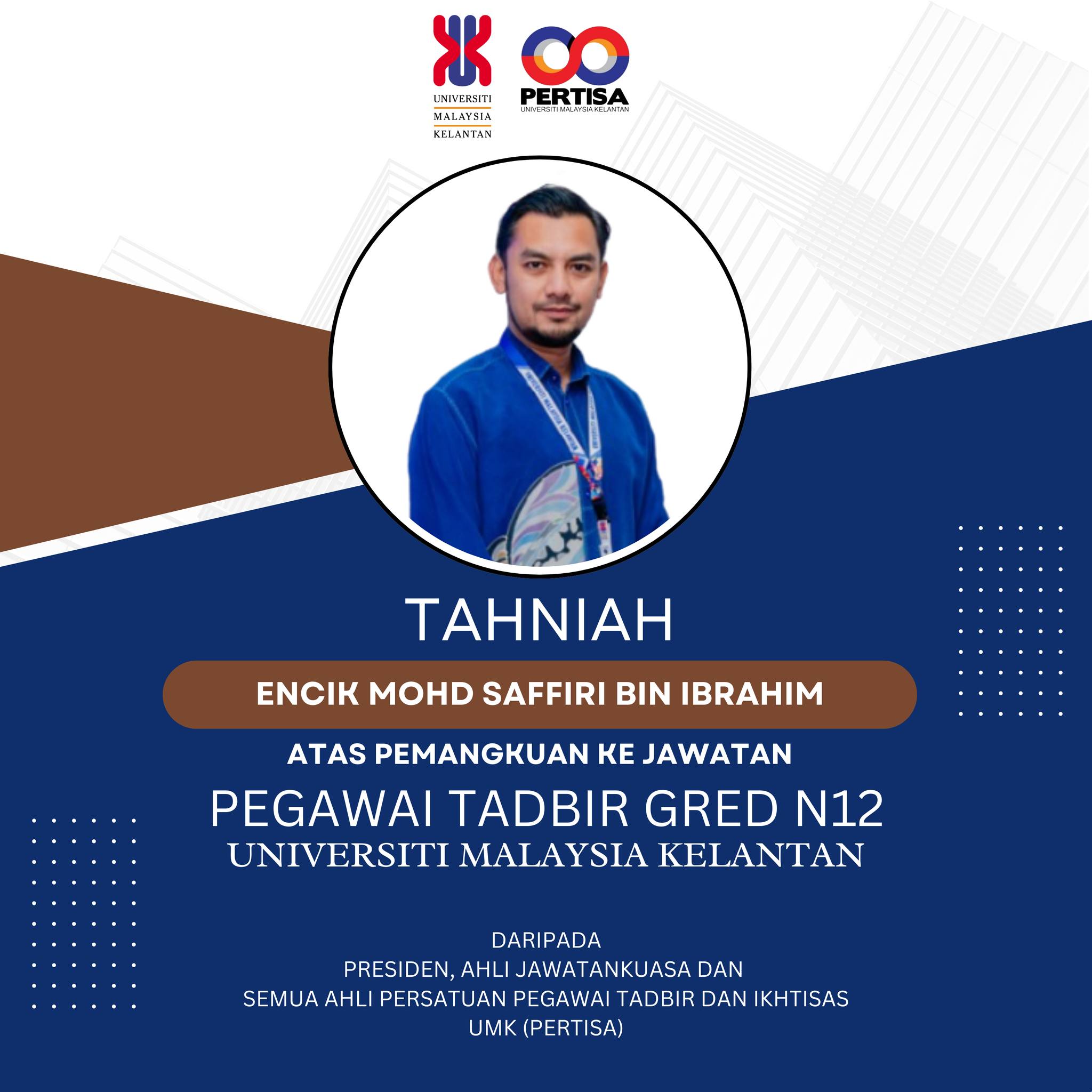 PERTISA UMK Mengucapkan Sekalung Tahniah