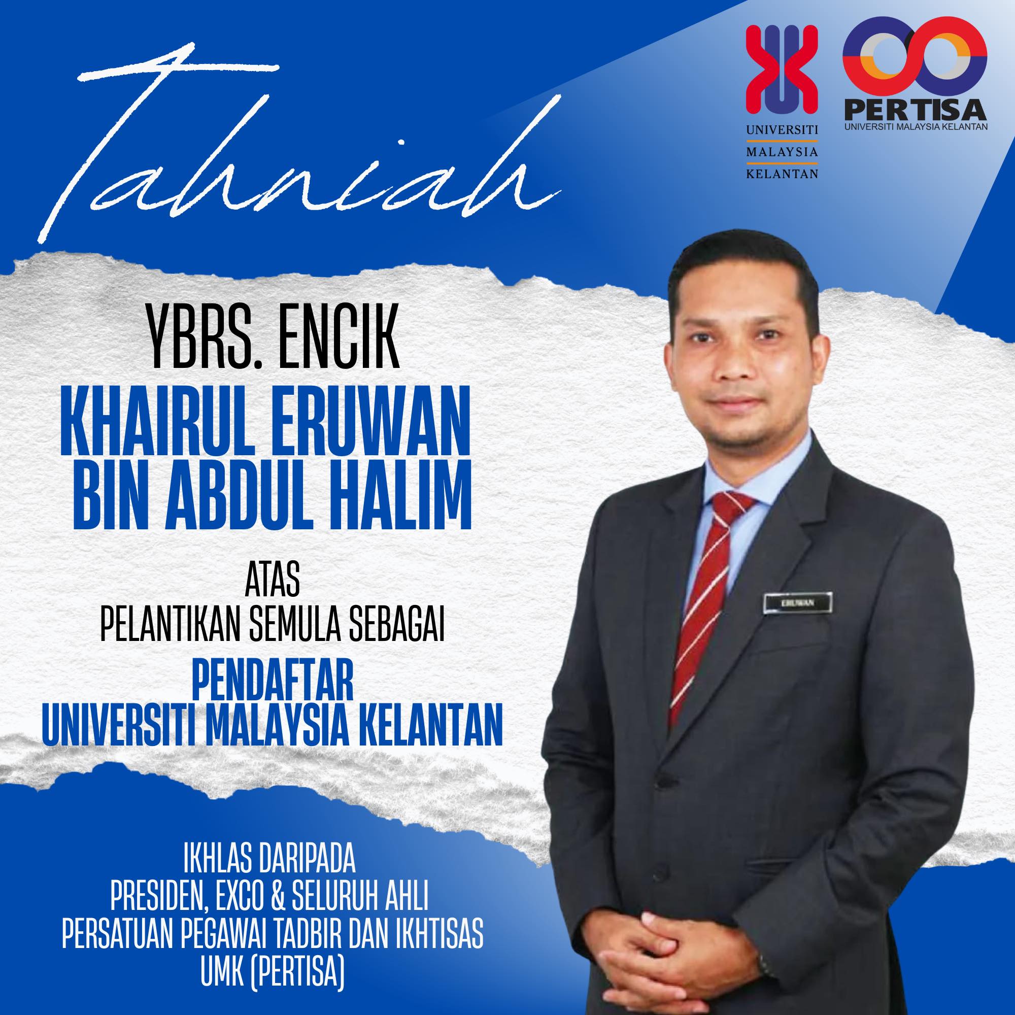  Pelantikan semula sebagai Pendaftar Universiti Malaysia Kelantan!